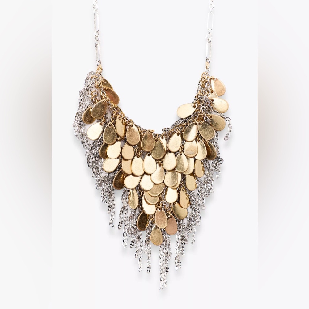 Zara 2-PACK OF COMBINATION PLATE & KEY NECKLACES Gold & Silver Tones Beading NIB - Picture 5 of 7